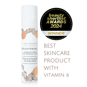 BRIGHTENING B WINNER 2024 BEAUTY SHORTLIST AWARDS BEST SKINCARE PRODUCT WITH VITAMIN B